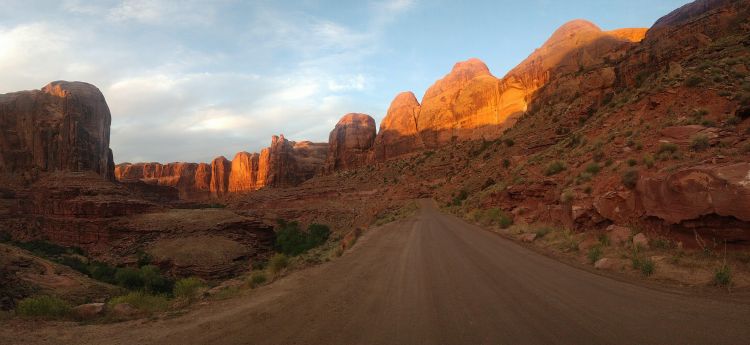The road next to Moab, Utah climbing wall known as Ice Cream Parlor. 
