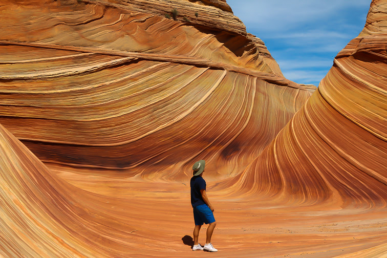 Standing in the wave. 