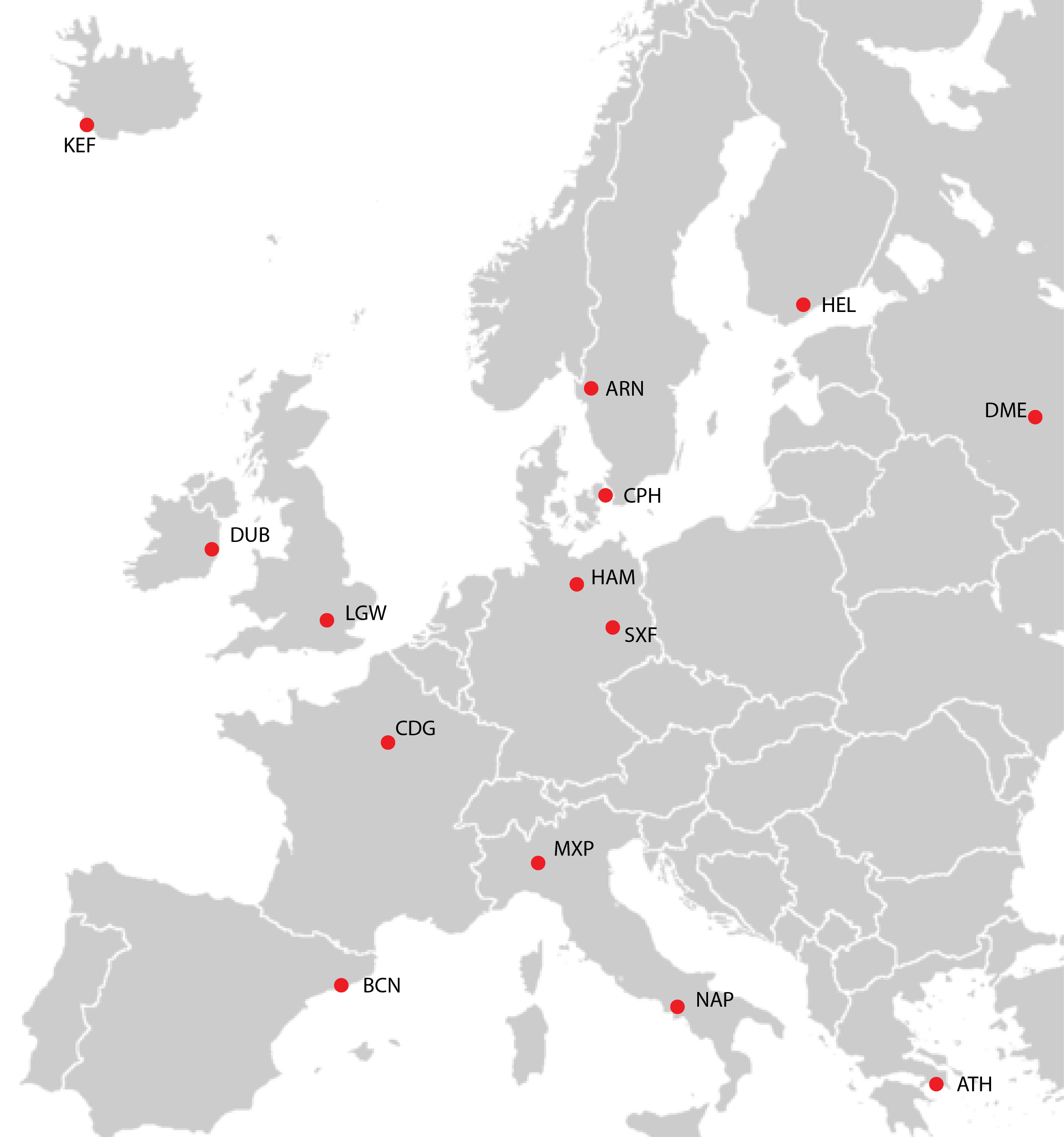 Cheapest airports across Europe. 