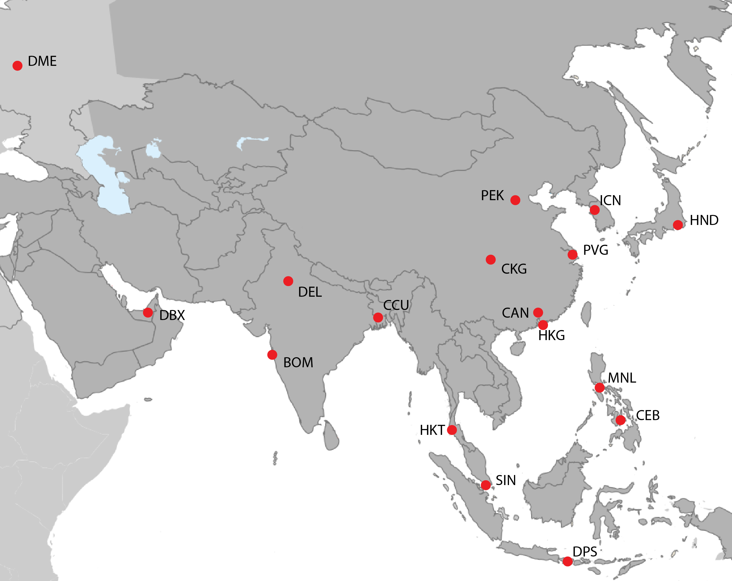Cheapest airports across Asia.